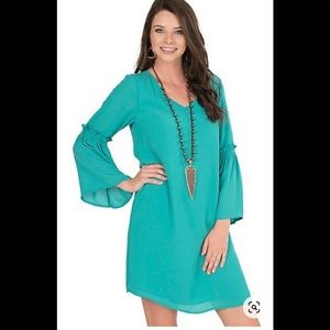 Wrangler Turquoise Bell Sleeve Dress